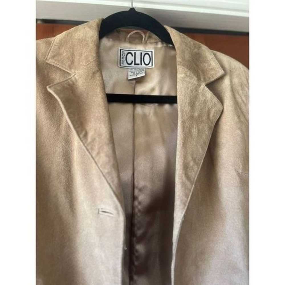 Vintage Clio Suede Leather Duster Long Coat Jacke… - image 3