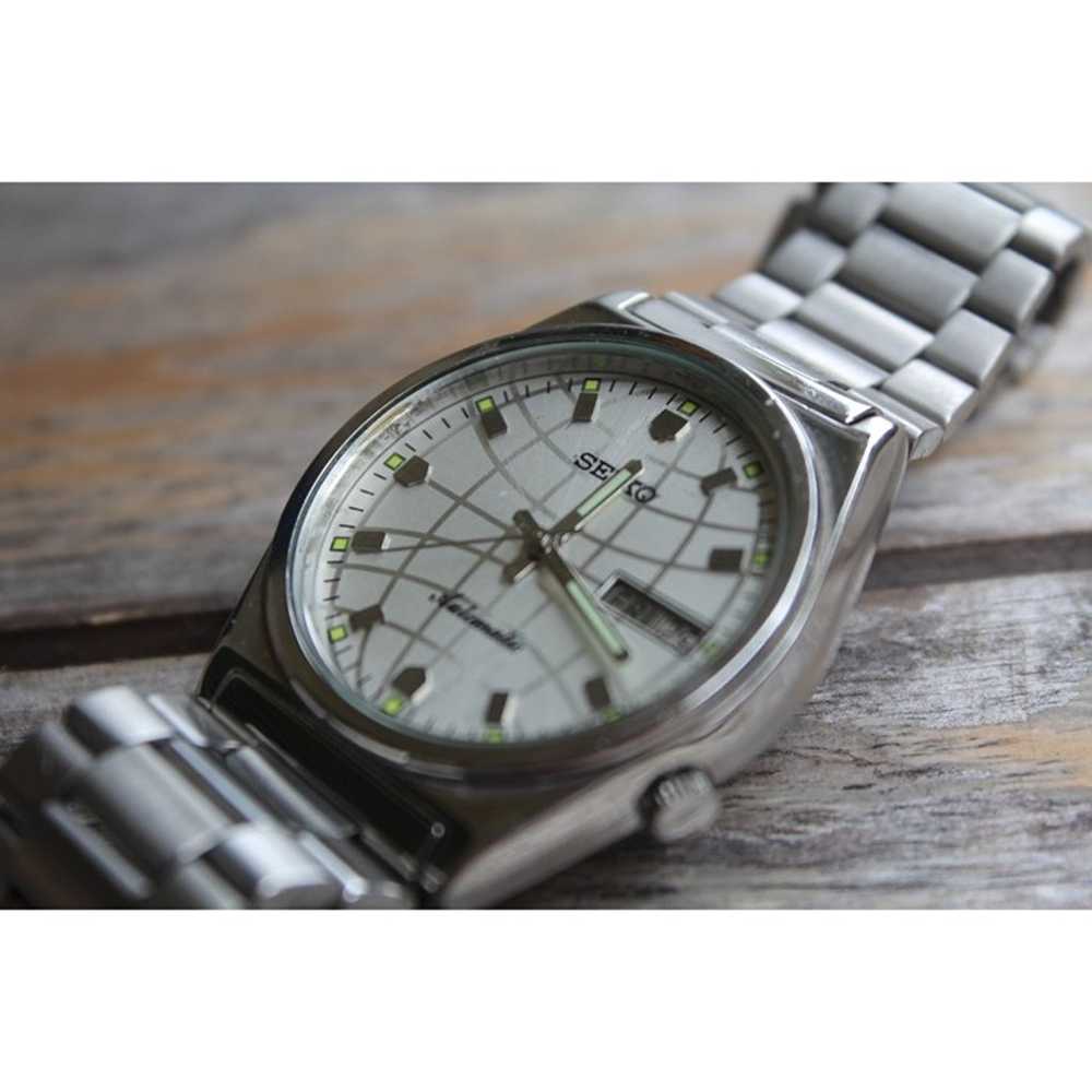 Vintage 1973 Seiko Automatic Mens Silver Watch W/… - image 2