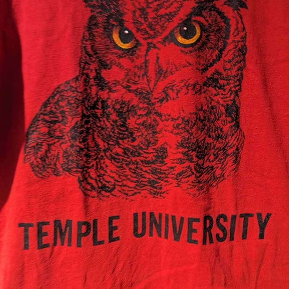 Vintage 90s Temple University Owl Red Medium T-Sh… - image 2