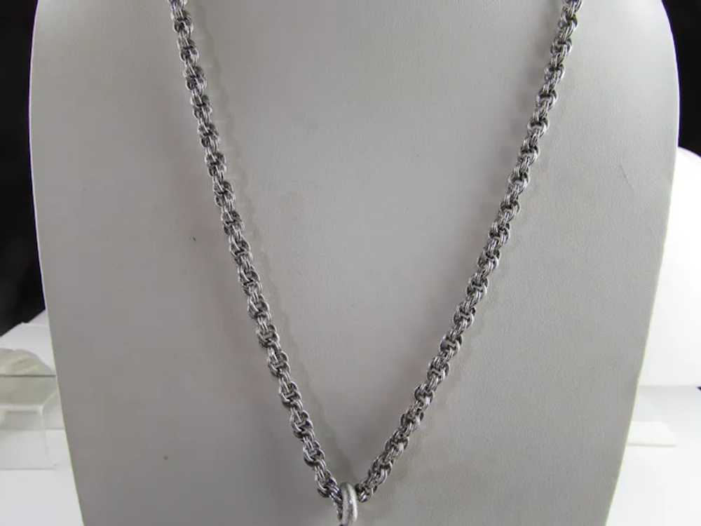 Vintage Monet Silver Tone Necklace and Central Pe… - image 11