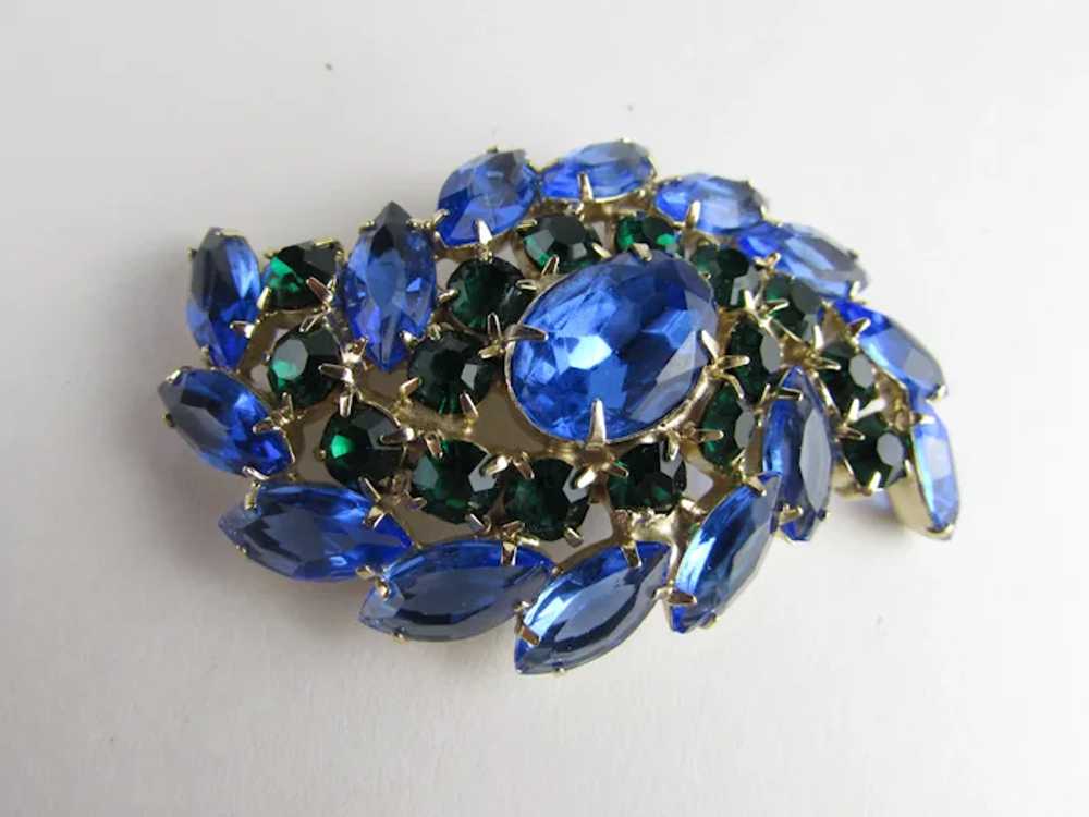 Juliana Gold Tone Pin With Blue and Green Crystal… - image 10