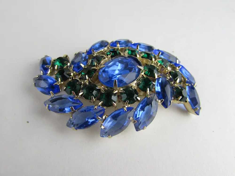 Juliana Gold Tone Pin With Blue and Green Crystal… - image 11