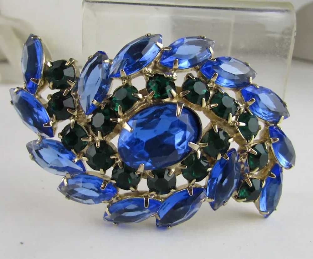 Juliana Gold Tone Pin With Blue and Green Crystal… - image 2