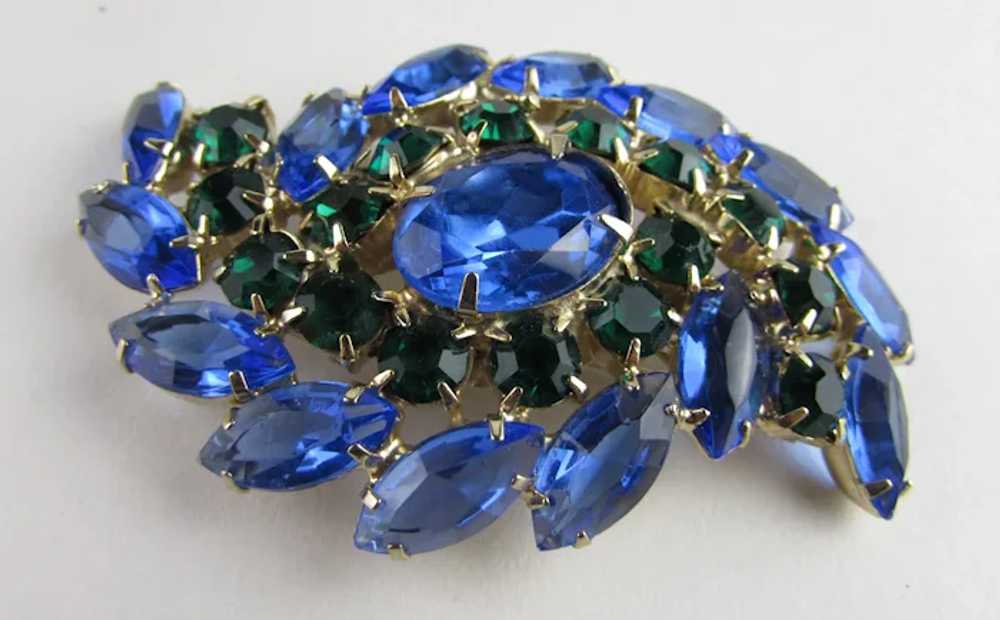 Juliana Gold Tone Pin With Blue and Green Crystal… - image 4