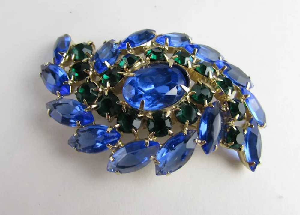 Juliana Gold Tone Pin With Blue and Green Crystal… - image 6