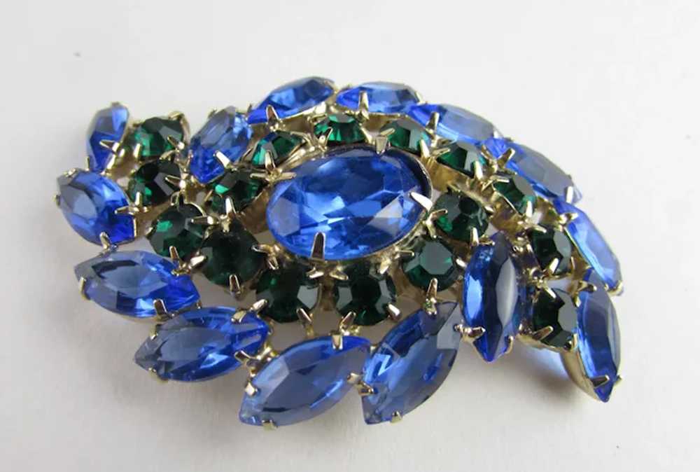 Juliana Gold Tone Pin With Blue and Green Crystal… - image 9
