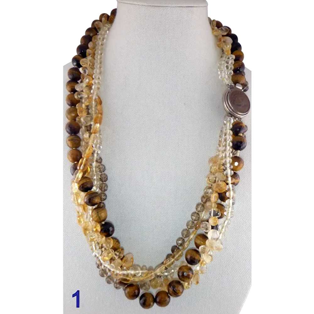 Multi Color Natural Gemstone Necklace & Emperor G… - image 1
