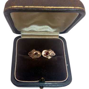 Antique Victorian 14K Rose Gold Garnet Earrings