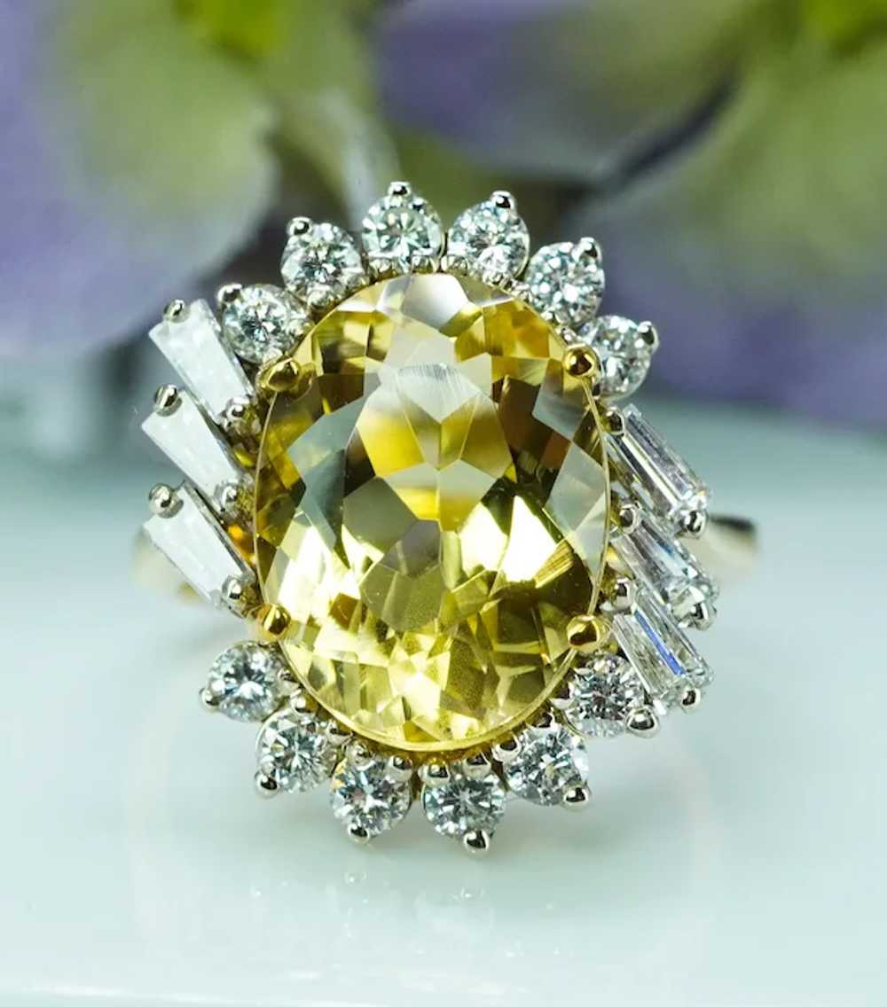 Vintage Golden Beryl Heliodor Baguette Diamond Ba… - image 2