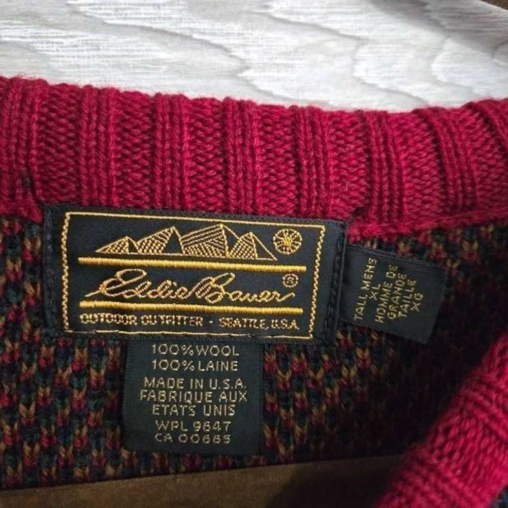Eddie Bauer 100% Wool Vintage Plaid Sweater Mens … - image 2