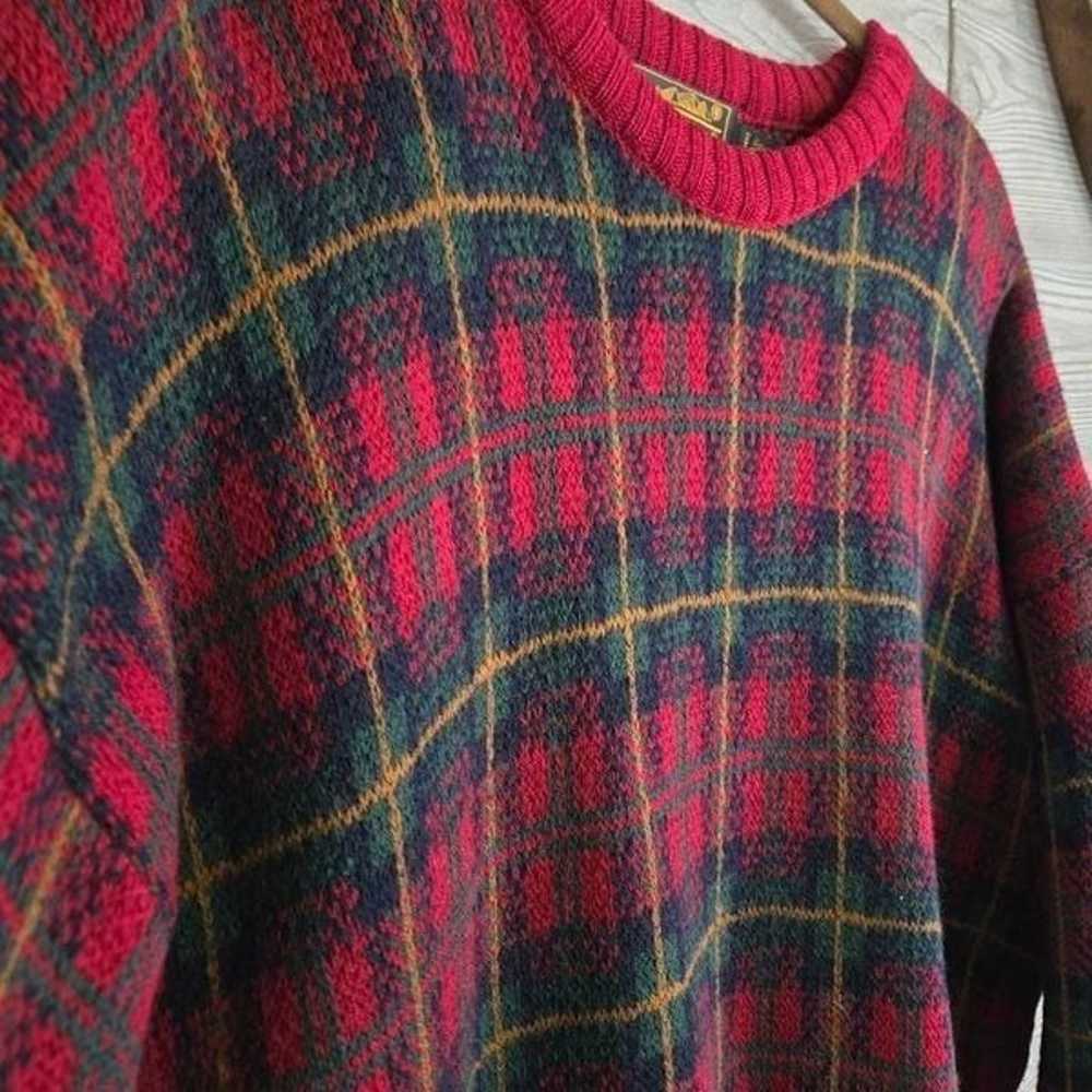 Eddie Bauer 100% Wool Vintage Plaid Sweater Mens … - image 3