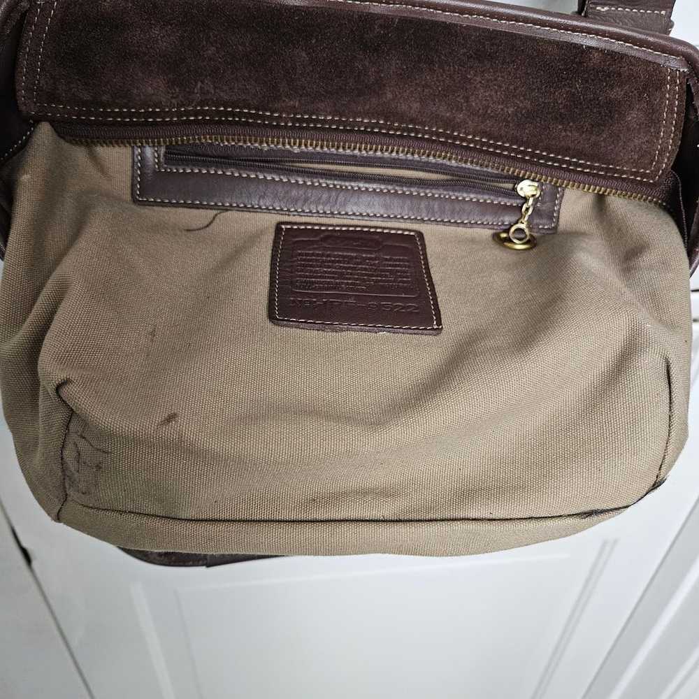 Coach Brown Suede Shoulder Bag Purse Leather Stra… - image 11