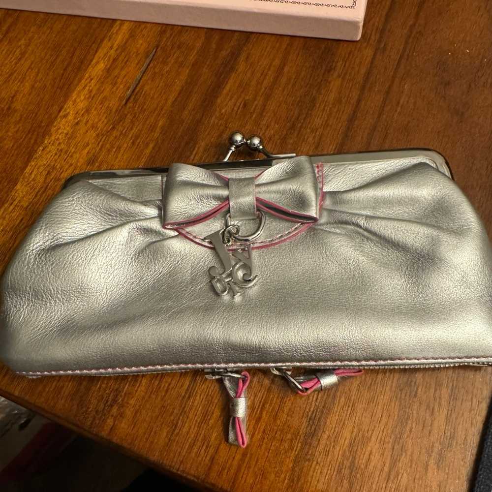 Juicy Couture Vintage Silver Pink Kisslock Clutch… - image 1