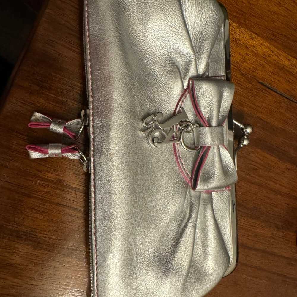 Juicy Couture Vintage Silver Pink Kisslock Clutch… - image 2