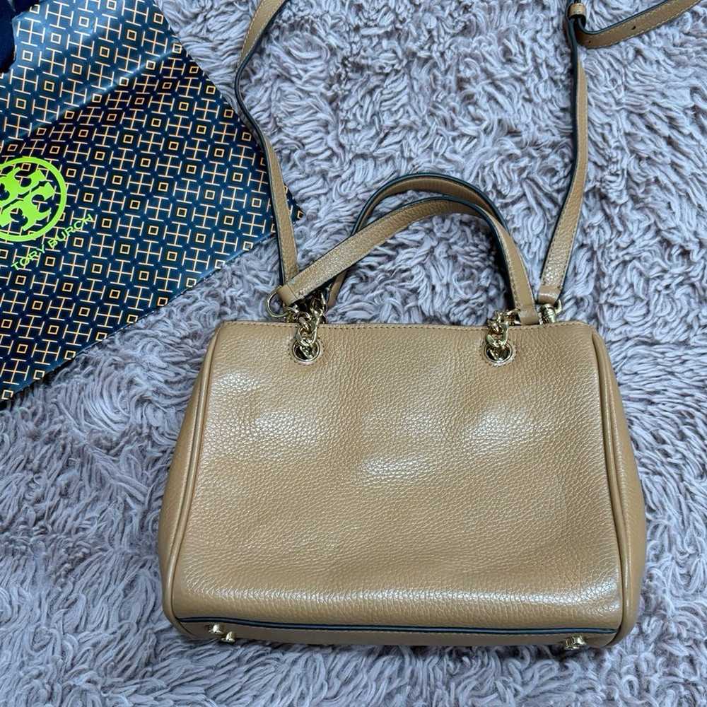 Tory Burch Camel Carter Small Pebbled Leather Bag - image 5