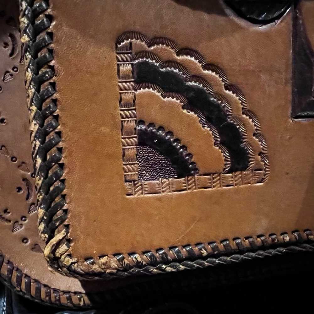1970s vintage leather tooled southwestern bohemia… - image 11