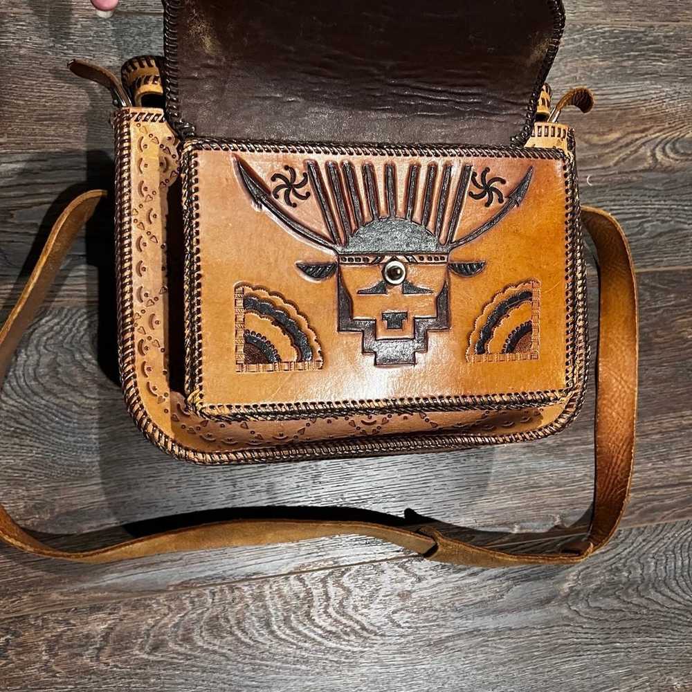 1970s vintage leather tooled southwestern bohemia… - image 9