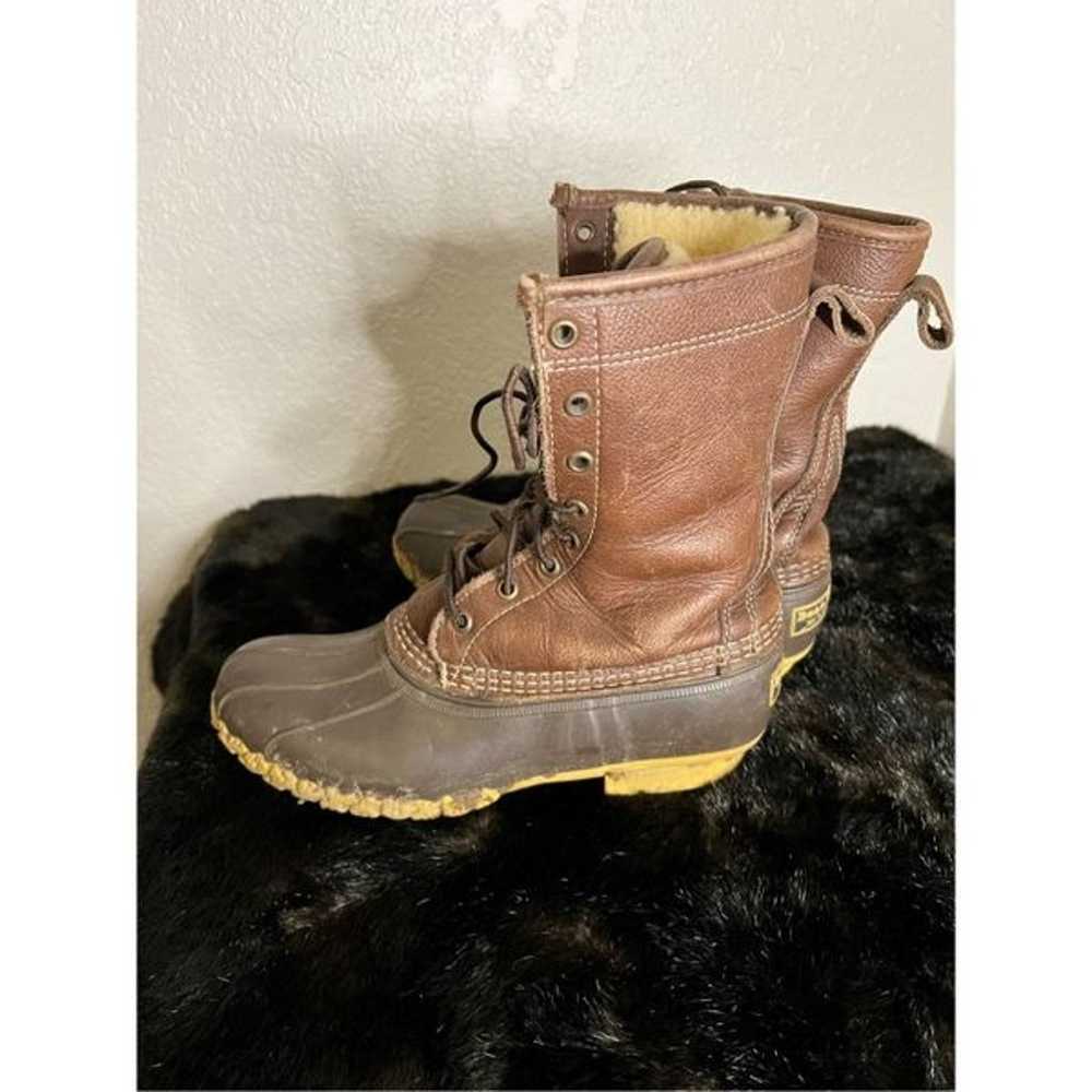 L.L Bean Shearling Lined Leather Winter Snow Boot… - image 6