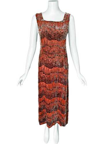 1920s Art Deco Devore Silk Dress