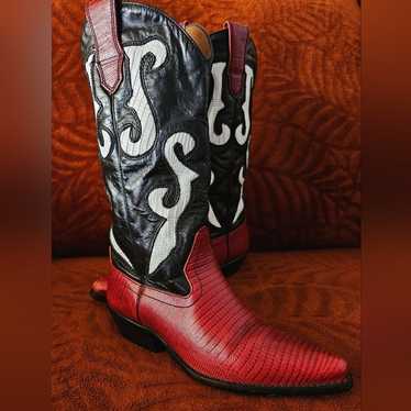 Nine West red snake print boots size 6M - image 1