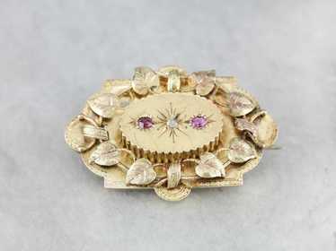 Victorian Botanical Diamond Brooch Pendant - image 1