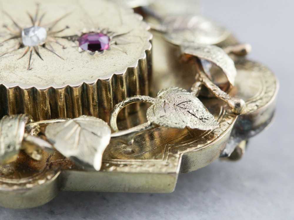 Victorian Botanical Diamond Brooch Pendant - image 5