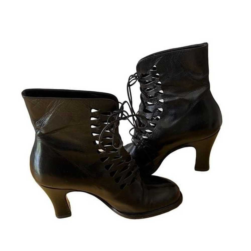 MARE Black leather Goth Punk Granny Ankle Boots S… - image 1