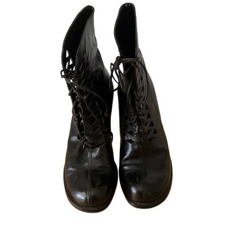 MARE Black leather Goth Punk Granny Ankle Boots S… - image 2