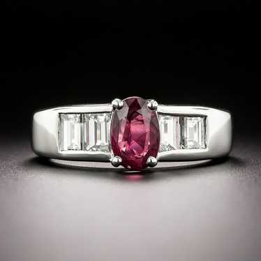 Estate .99 Carat Ruby and Baguette Diamond Ring - image 1