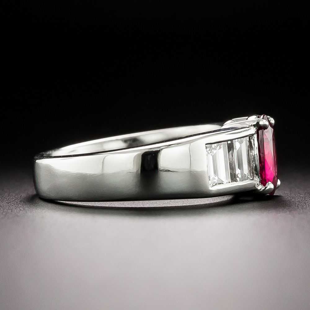 Estate .99 Carat Ruby and Baguette Diamond Ring - image 2