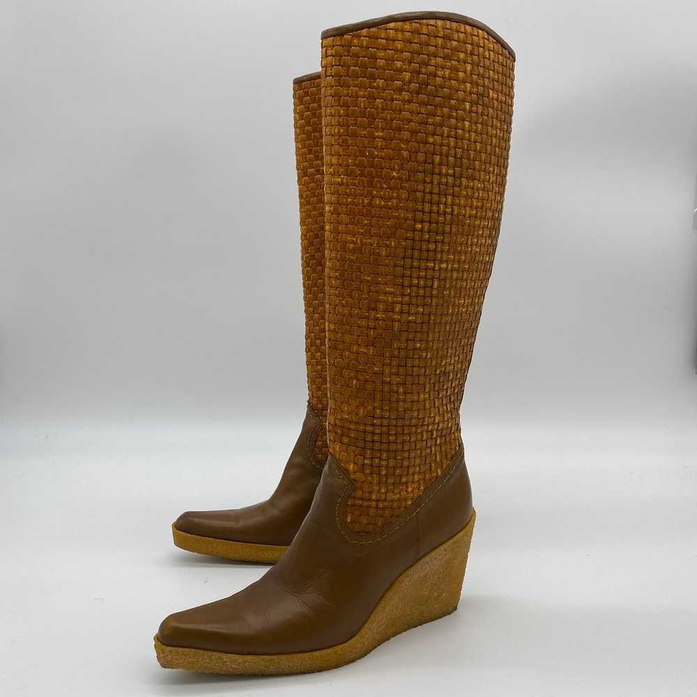 Vintage Stuart Weitzman Woven Leather Knee High W… - image 2