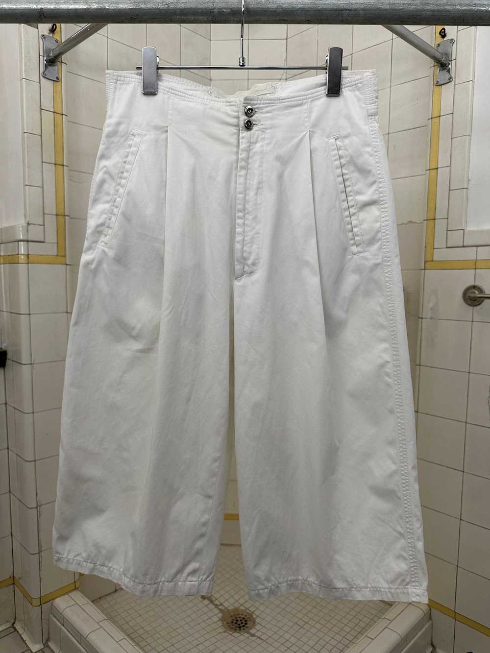 1980s Claude Montana Long White Pleated Shorts - … - image 1