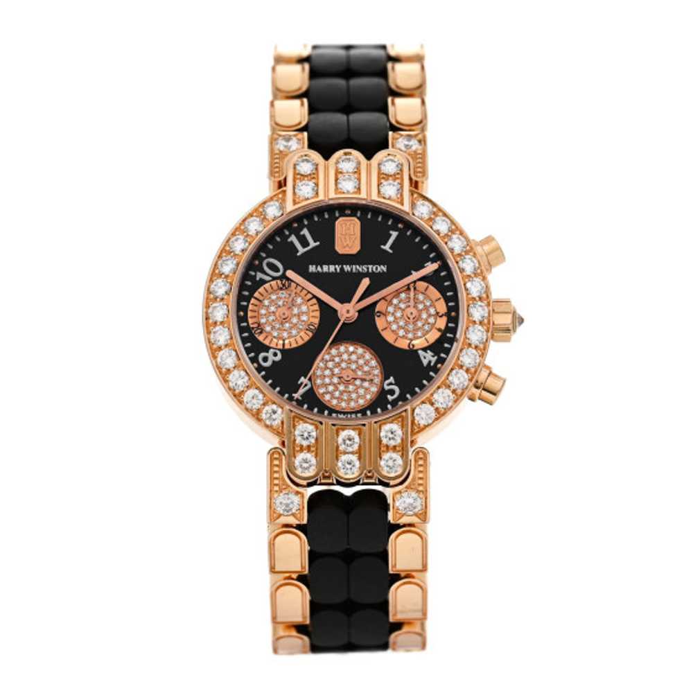 HARRY WINSTON 18K Rose Gold Diamond Bezel 32mm Pr… - image 1