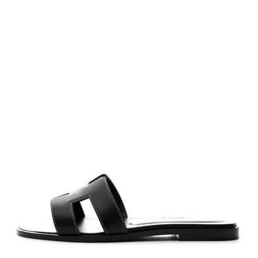 HERMES Box Calfskin Oran Sandals 35.5 Black - image 1