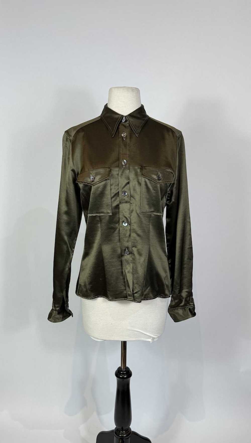 Y2K Antonio Fusso Green Wool and Silk Blouse - image 1