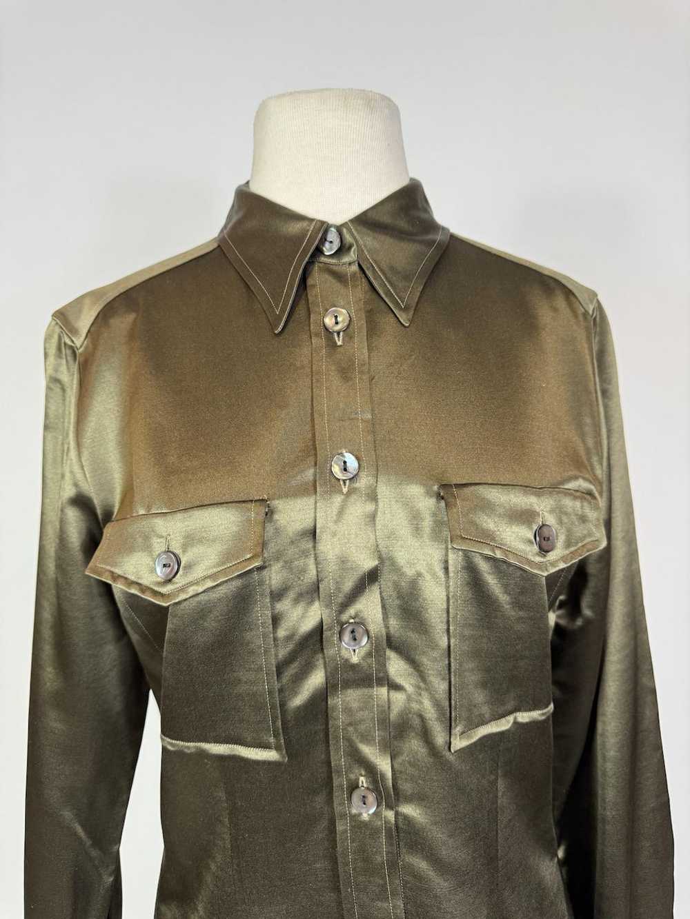 Y2K Antonio Fusso Green Wool and Silk Blouse - image 2