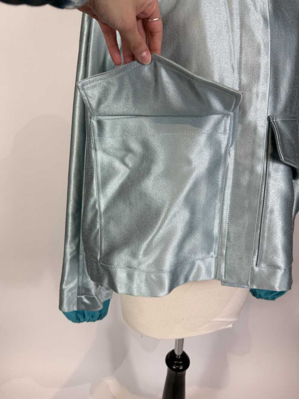 Y2K LANVIN Metallic Blue Layered Sleeve Jacket - image 4
