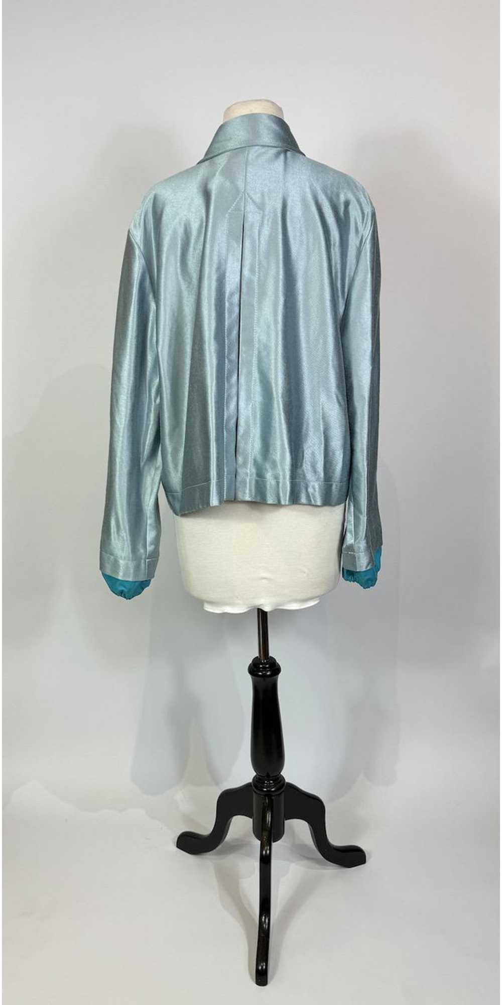 Y2K LANVIN Metallic Blue Layered Sleeve Jacket - image 8