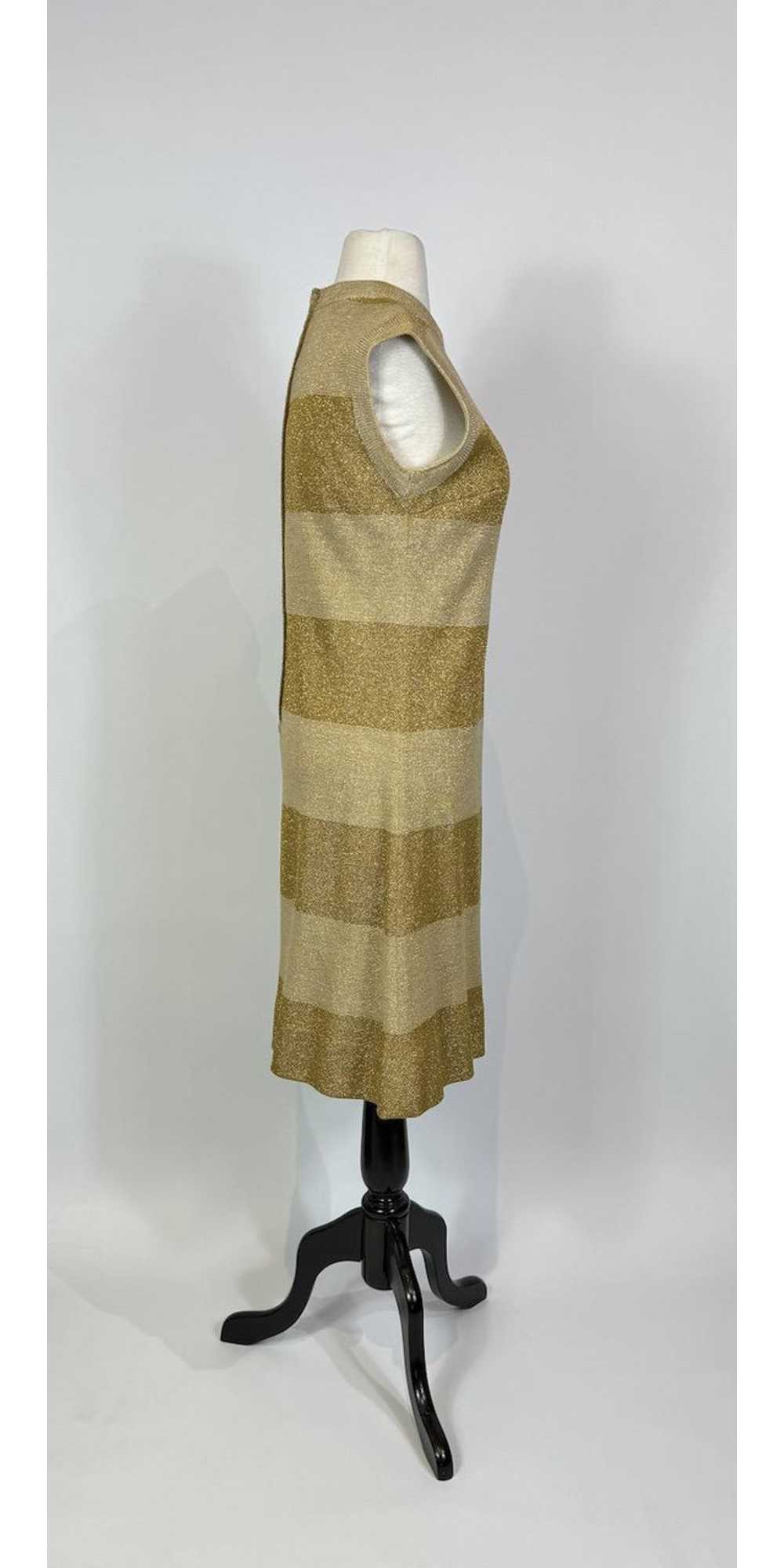 1960s Mod Gold Wool Metallic Knit Shift Dress - image 3
