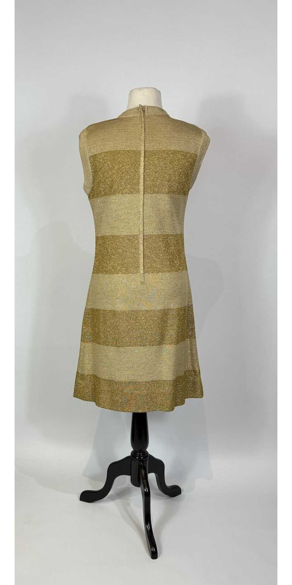 1960s Mod Gold Wool Metallic Knit Shift Dress - image 4