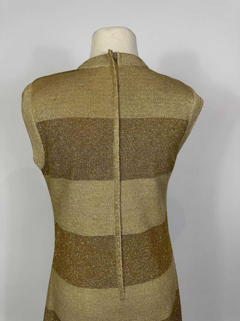 1960s Mod Gold Wool Metallic Knit Shift Dress - image 5