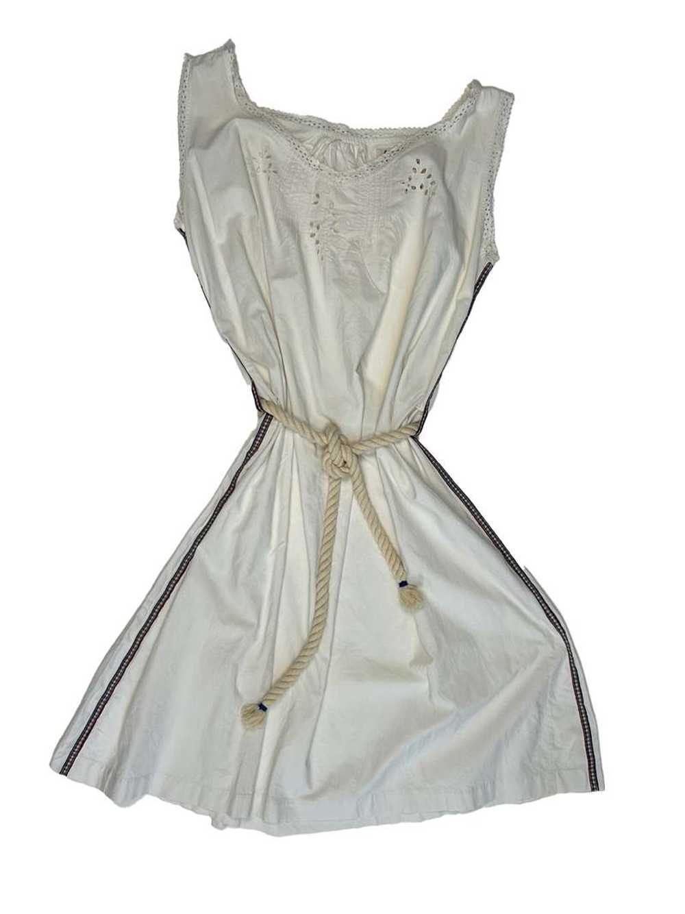 Vintage FRENCH TANK WORKWEAR DRESS - WHITE - image 1