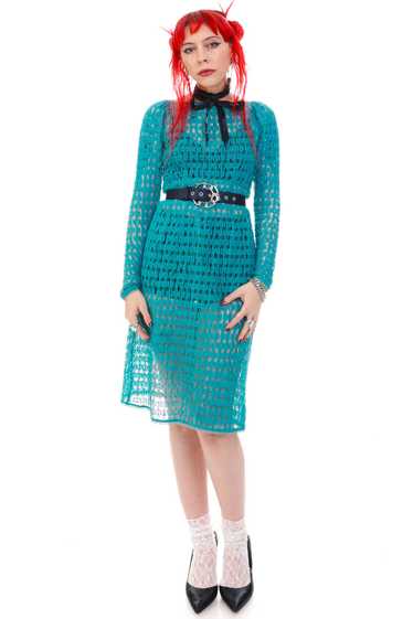 Vintage Y2K Nanette Lepore Knit Teal Blue Dress - 