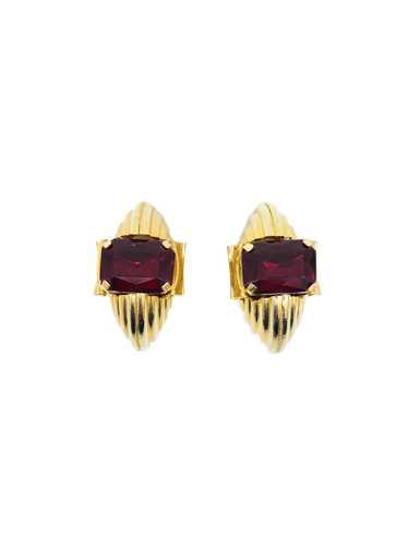 Goldtone Semi-Circle Gemstone Earrings
