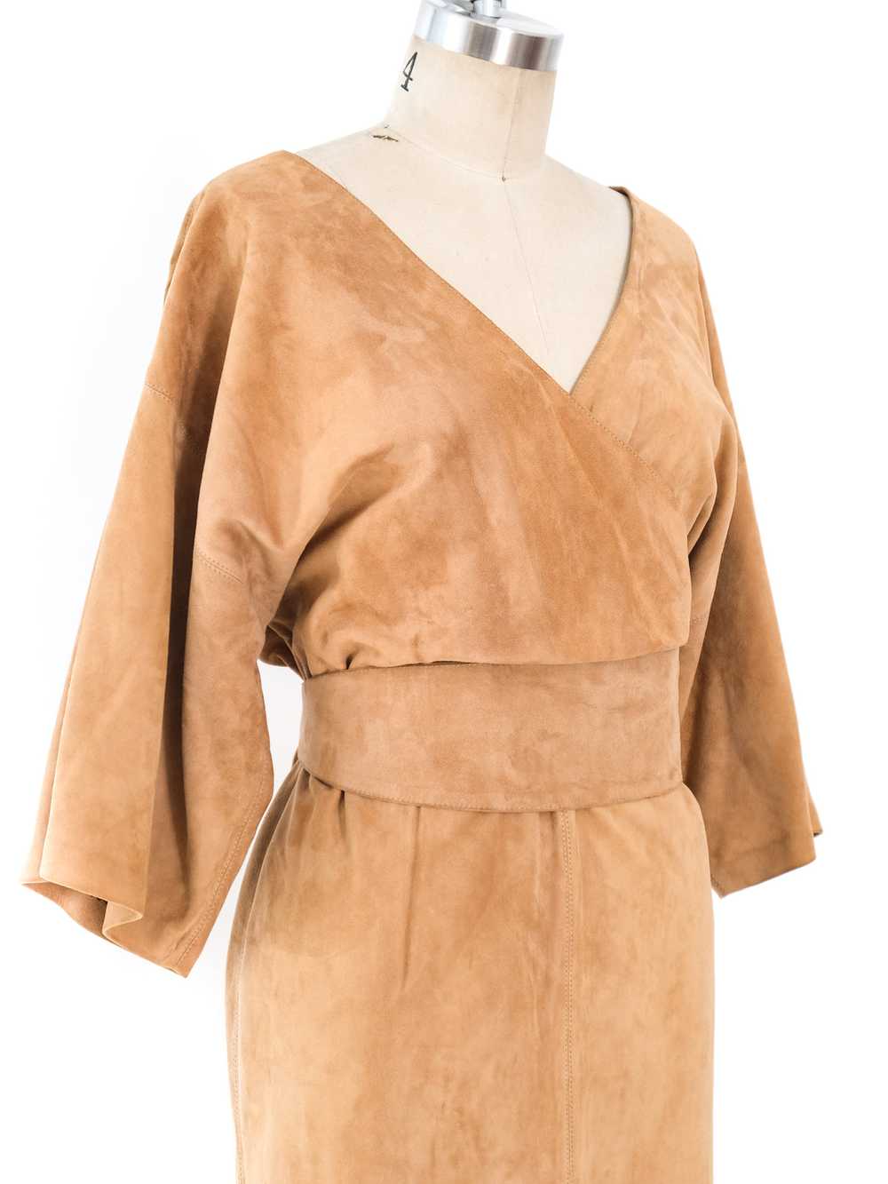 Khaki Suede Wrap Style Dress - image 4