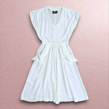 Vintage 80s-90s cotton blend crepe day dress - image 1