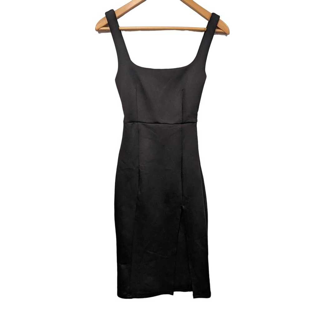 Showpo Mini Love Split Bodycon Midi Dress Black - image 1