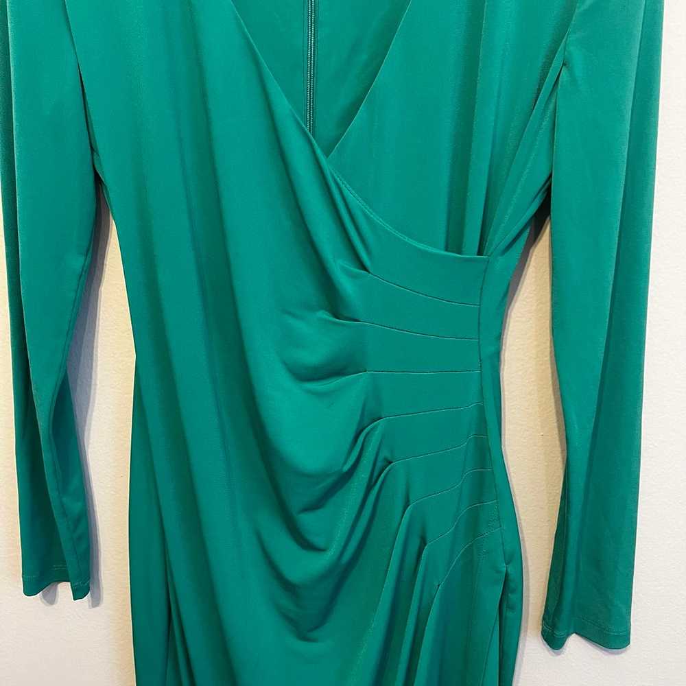 Green V Neck Long Sleeve Dress - image 3