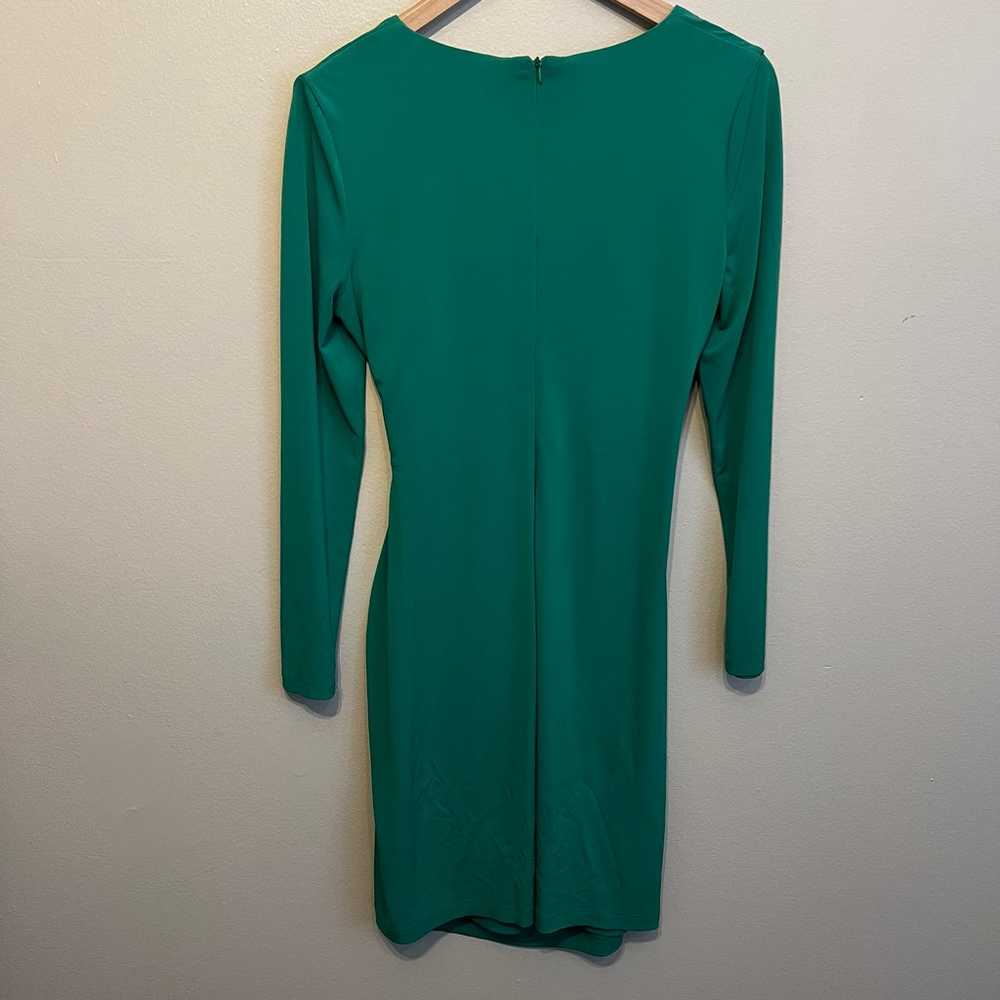 Green V Neck Long Sleeve Dress - image 5