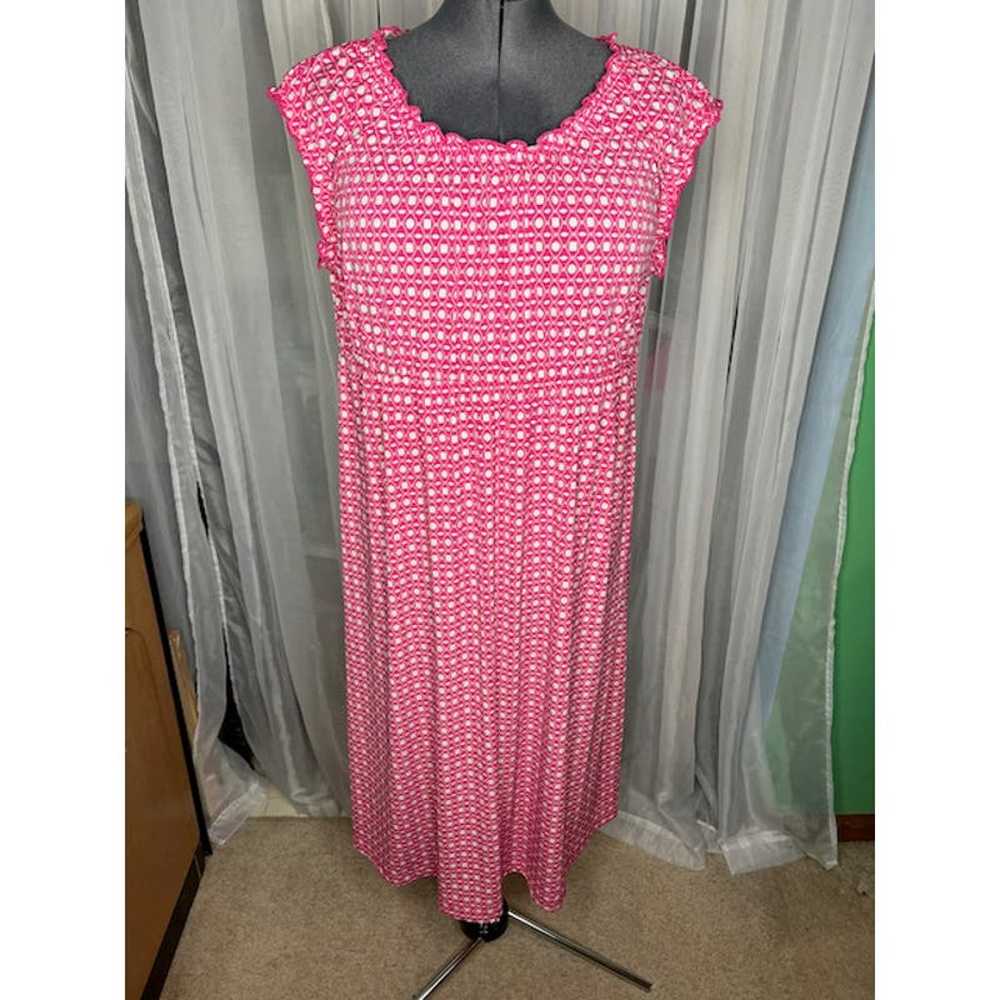 knit dress ruffle collar pink white - image 1